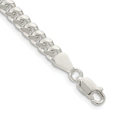 Sterling Silver 5mm Domed With  Side Diamond-Cut Curb Chain
