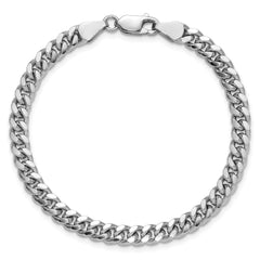 Sterling Silver Rhodium-plated 5mm Domed With Side Diamond-Cut Curb Chain