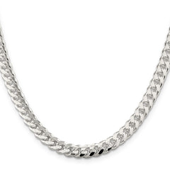 Sterling Silver 7mm Domed With Side Diamond-Cut Curb Chain