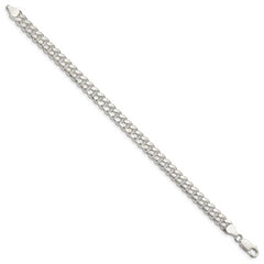 Sterling Silver 7mm Domed With Side Diamond-Cut Curb Chain