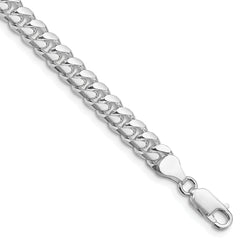 Sterling Silver Rhodium-plated 7mm Domed With Side Diamond-Cut Curb Chain