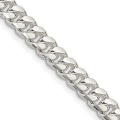 Sterling Silver 7mm Domed With Side Diamond-Cut Curb Chain