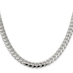 Sterling Silver 7.35mm Domed With Side Diamond-Cut Curb Chain