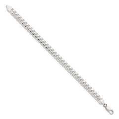 Sterling Silver 7.35mm Domed With Side Diamond-Cut Curb Chain