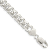 Sterling Silver 8.5mm Domed With  Side Diamond-Cut Curb Chain