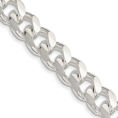 Sterling Silver 10.5mm Domed With Side Diamond-Cut Curb Chain