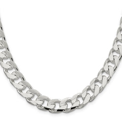Sterling Silver 11mm Domed With Side Diamond-Cut Curb Chain