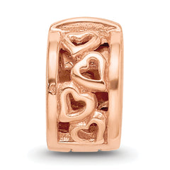Sterling Silver Reflections Rose Gold-plated Hearts Clip Bead