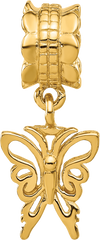 Sterling Silver Reflections Gold-plated Butterfly Dangle Bead