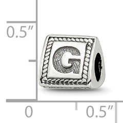 Sterling Silver Reflections Letter G Triangle Block Bead