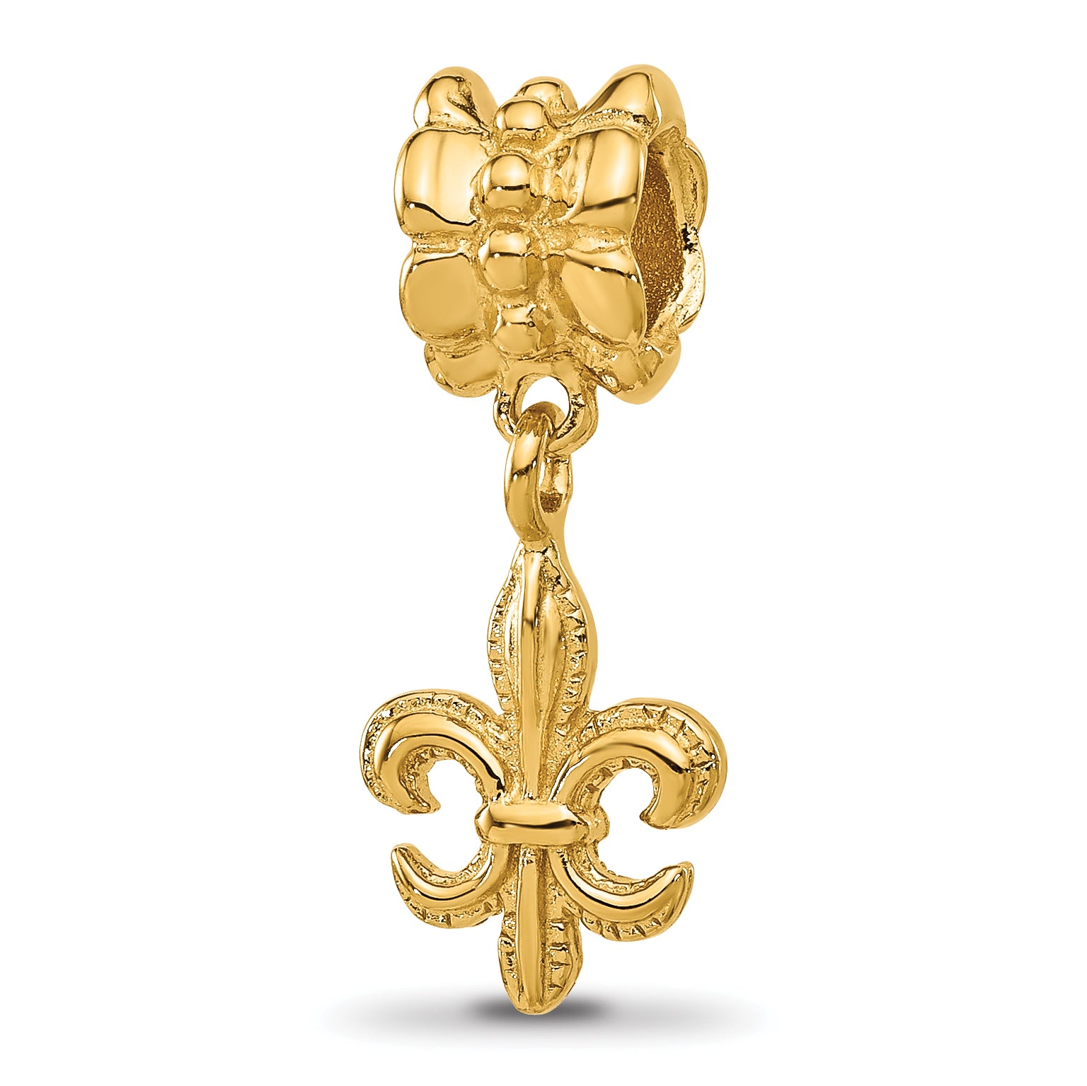 Sterling Silver Reflections Gold-plated Fleur De Lis Dangle Bead