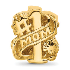 Sterling Silver Reflections Gold-plated Number 1 Mom Floral Bead
