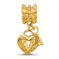 Sterling Silver Reflections Gold-plated Heart and Key Dangle Bead