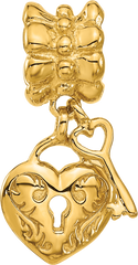 Sterling Silver Reflections Gold-plated Heart and Key Dangle Bead