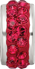 Sterling Silver Reflections Red Double Row Preciosa Crystal Bead