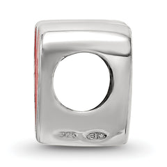 Sterling Silver Red Enameled Heart Reflections Bead