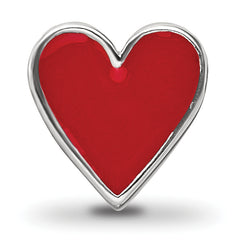 Sterling Silver Red Enameled Heart Reflections Bead