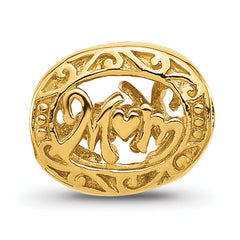 Sterling Silver Reflections Gold-plated Floral Mom Oval Bead
