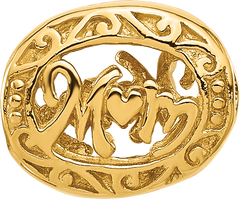 Sterling Silver Reflections Gold-plated Floral Mom Oval Bead