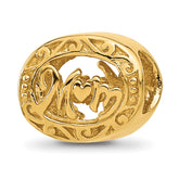 Sterling Silver Reflections Gold-plated Floral Mom Oval Bead