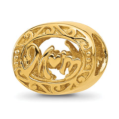 Sterling Silver Reflections Gold-plated Floral Mom Oval Bead