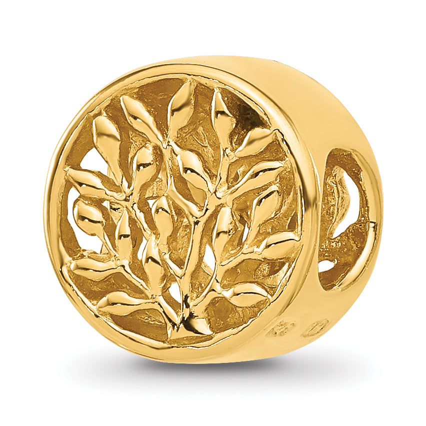 Sterling Silver Reflections Gold-plated Tree of Life Circle Bead