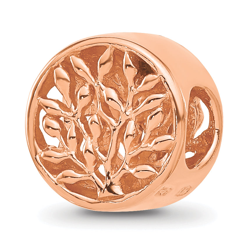 Sterling Silver Reflections Rose Gold-plated Tree of Life Circle Bead