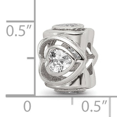 Sterling Silver Reflections Clear CZ Heart Bead