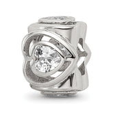 Sterling Silver Reflections Clear CZ Heart Bead