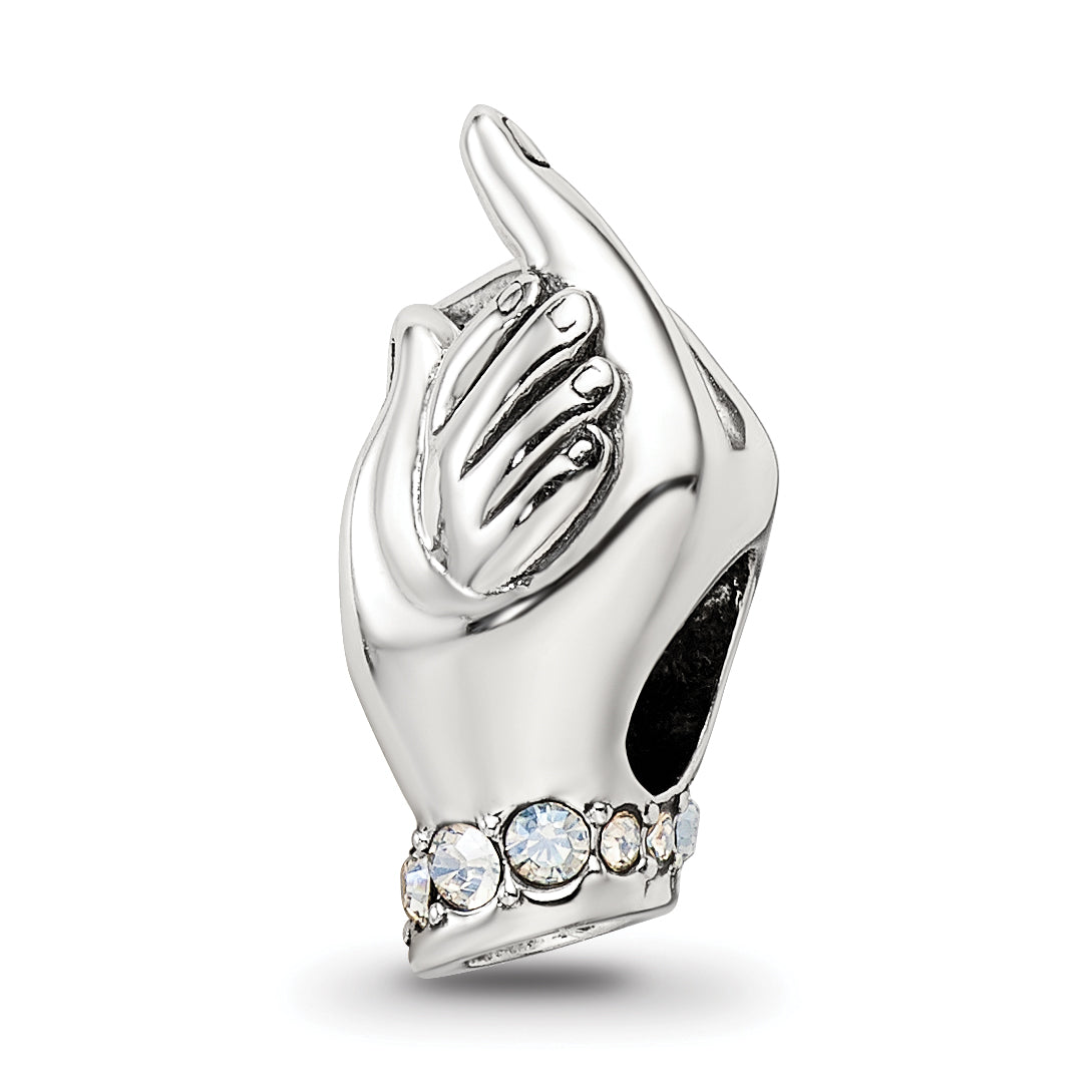 Sterling Silver Reflections Crystals Mother & Child Hand Bead