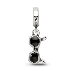 Sterling Silver Reflections Black Enamel Sunglasses Dangle Bead