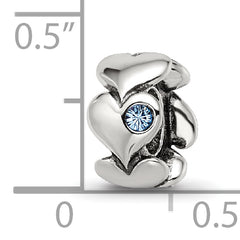 Sterling Silver Reflections Crystal Endless Hearts Bead