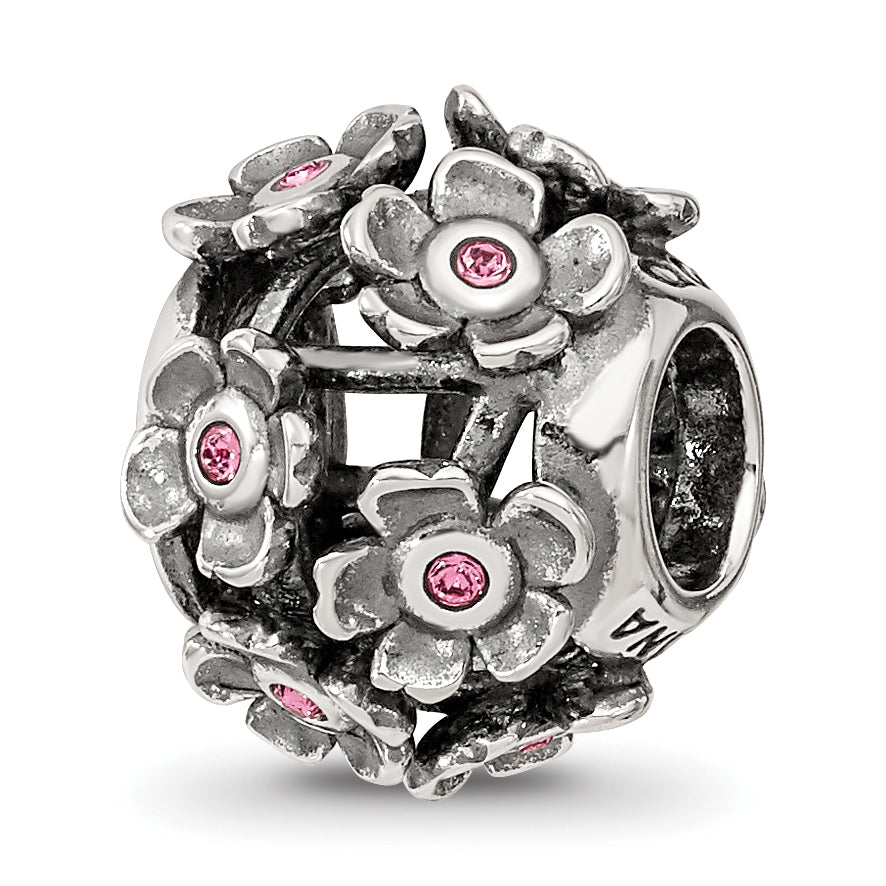 Sterling Silver Reflections Crystal Blossoms Bead