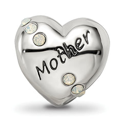 Sterling Silver Reflections Crystals Mother Heart Bead