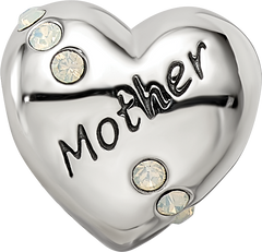 Sterling Silver Reflections Crystals Mother Heart Bead