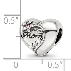 Sterling Silver Reflections Crystals Mother's Heart Bead