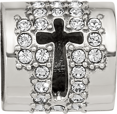 Sterling Silver Reflections Crystals Faith Cross Bead