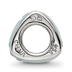 SS Reflections Rh-plated Blue Enamel 3-side Baby Footprint Bead