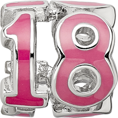 Sterling Silver Reflections Rhodium-plated Pink Enameled 18 Bead