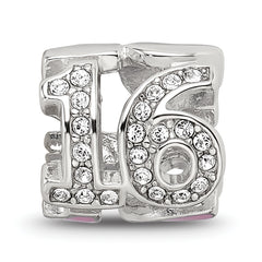 Sterling Silver Reflections Pink Enameled Crystal 16 Bead