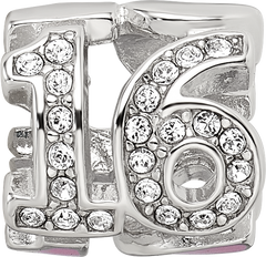 Sterling Silver Reflections Pink Enameled Crystal 16 Bead