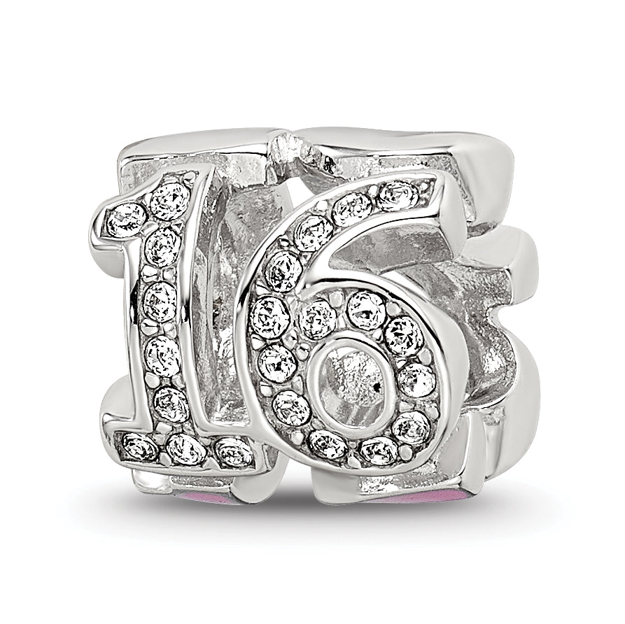 Sterling Silver Reflections Pink Enameled Crystal 16 Bead