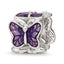 Sterling Silver Reflections Rh-plated Purple Enameled Butterfly Bead