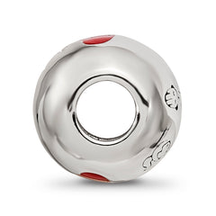 Sterling Silver Reflections Rh-plated Black & Red Enamel I LOVE U Bead