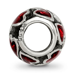 Sterling Silver Reflections Red Enamel Filigree Heart Bead