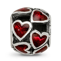 Sterling Silver Reflections Red Enamel Filigree Heart Bead