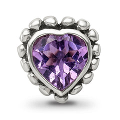 Sterling Silver Reflections Amethyst Heart Bead