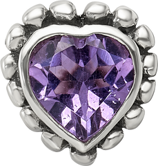 Sterling Silver Reflections Amethyst Heart Bead