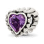 Sterling Silver Reflections Amethyst Heart Bead