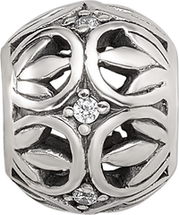 Sterling Silver Reflections CZ Leaf Filigree Bead